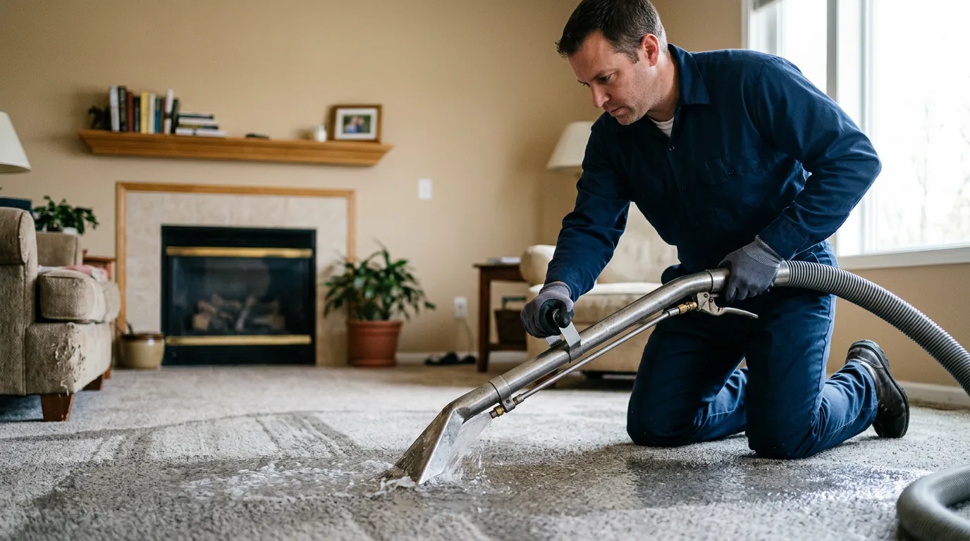 Water damage restoration technician working near Madison, MO